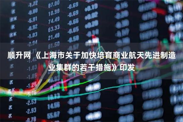 顺升网 《上海市关于加快培育商业航天先进制造业集群的若干措施》印发