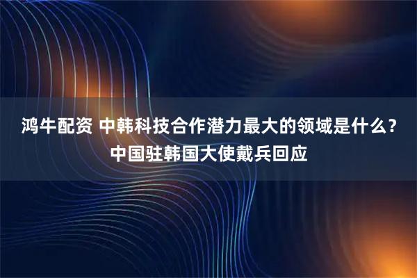 鸿牛配资 中韩科技合作潜力最大的领域是什么？中国驻韩国大使戴兵回应